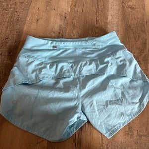 lululemon speed up shorts! size 2. color-light blue. super cute! good condition